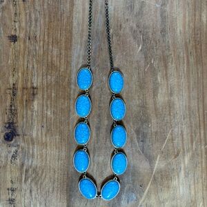 Statement Blue Oval Link Necklace – Vintage-Inspired